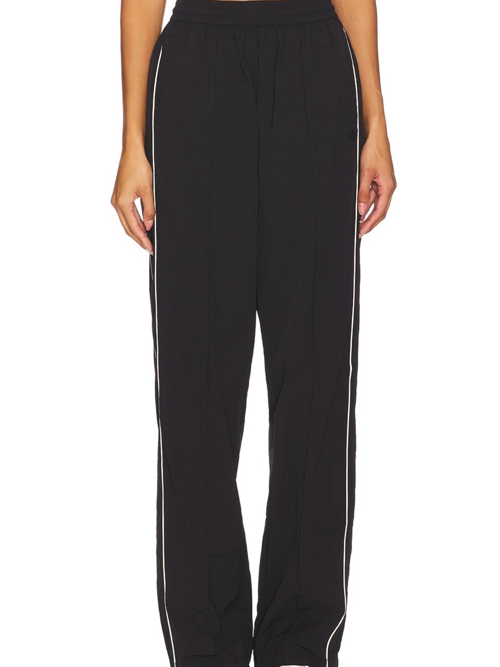 Revolve Black Track Pants With White Side Piping